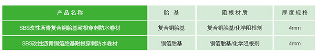 耐根穿刺铜胎基SBS防水卷材